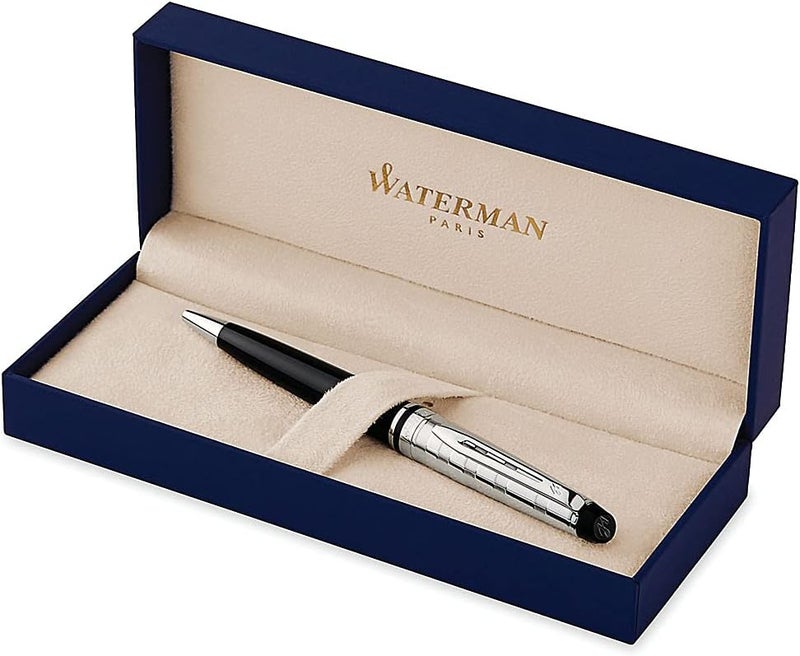 Waterman Expert Deluxe Ballpoint Pen - Black Lacquer with Chrome Trim - Image 2